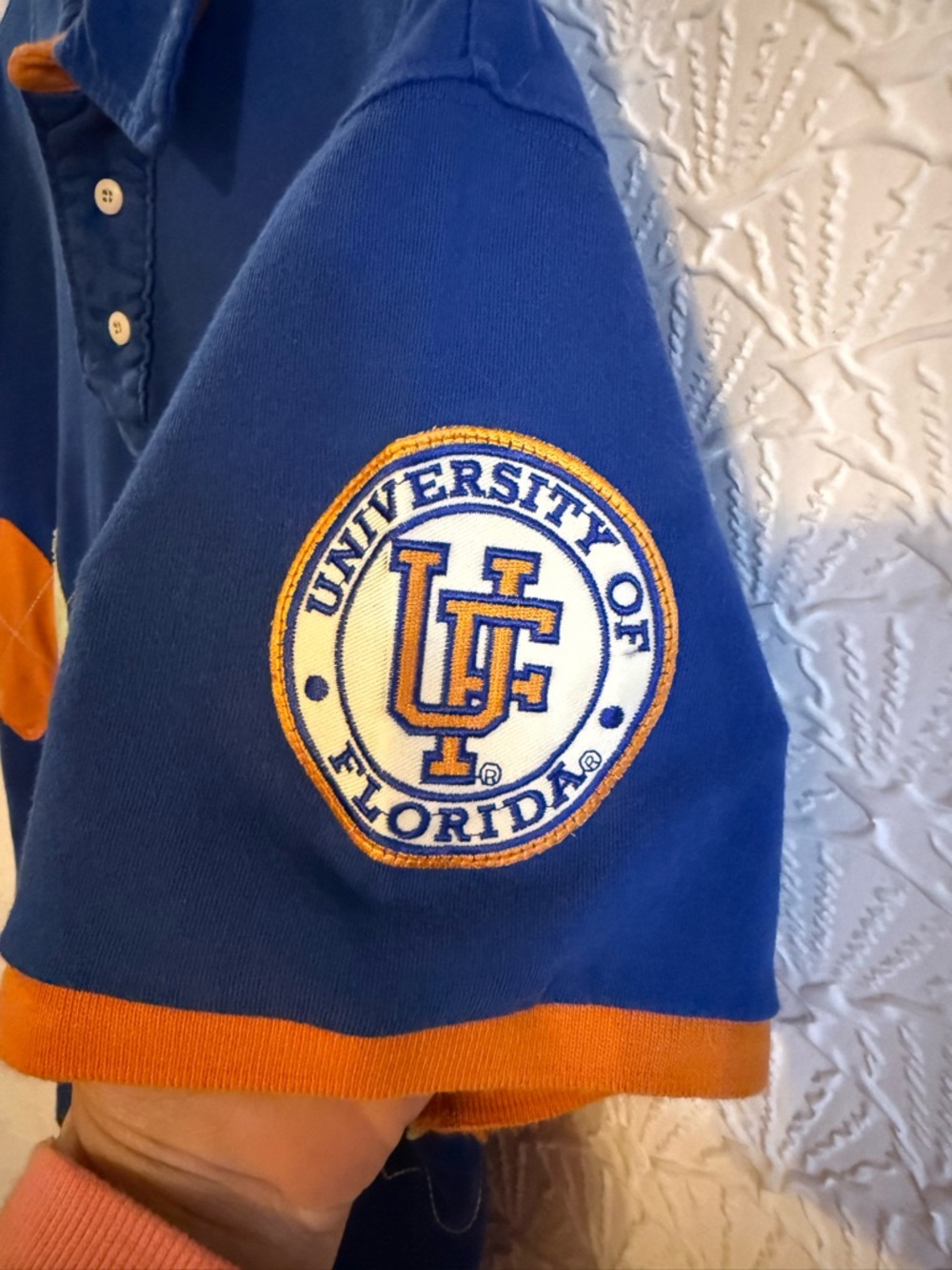 β¨ 18 yr old University of Florida Argyle Embroidered Polo Shirt - Blue & Orange - Picture 4 of 13